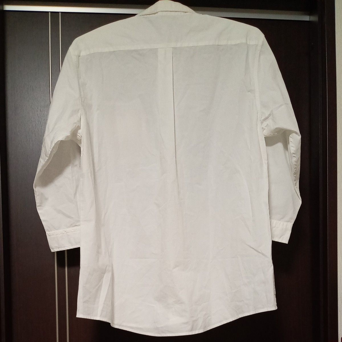 七分袖オーガニックコットンシャツ LLサイズ スリム仕様 オフホワイト 未使用