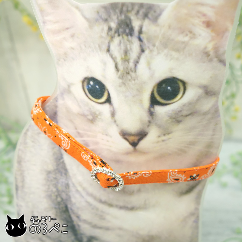  Kirakira buckle. cat Chan for safety necklace ~ bandana pattern orange l cat diligently ... author san . cat Chan therefore ..... necklace.!