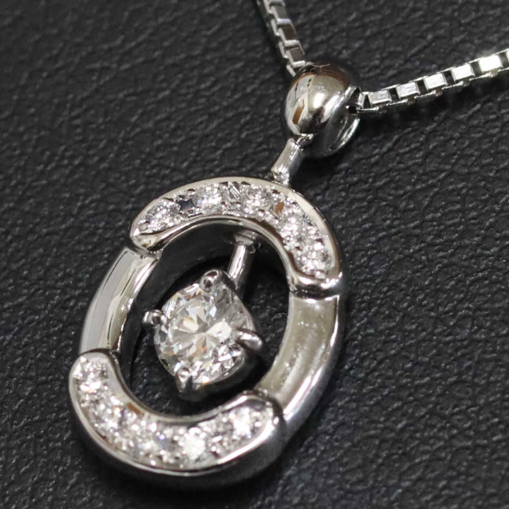  star. sand Pt900/850 diamond necklace D0.23 D0.09 8.0g