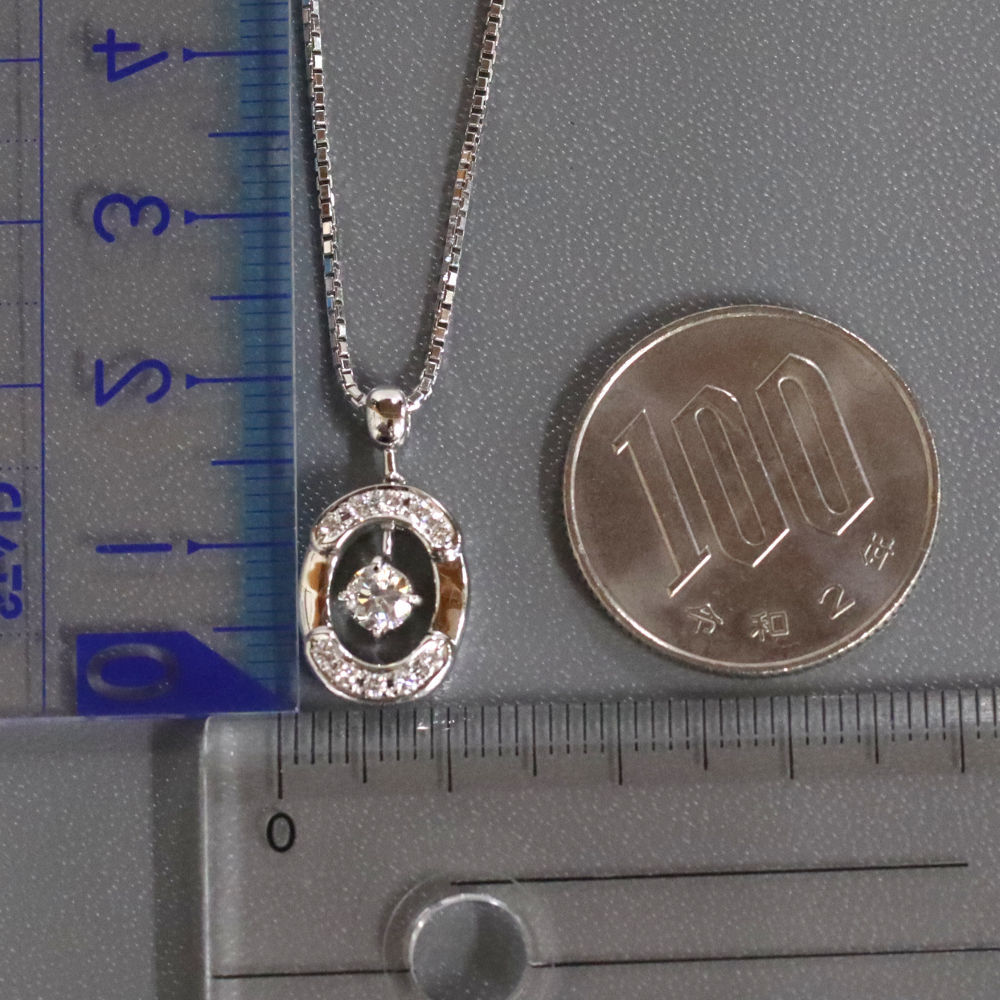 star. sand Pt900/850 diamond necklace D0.23 D0.09 8.0g