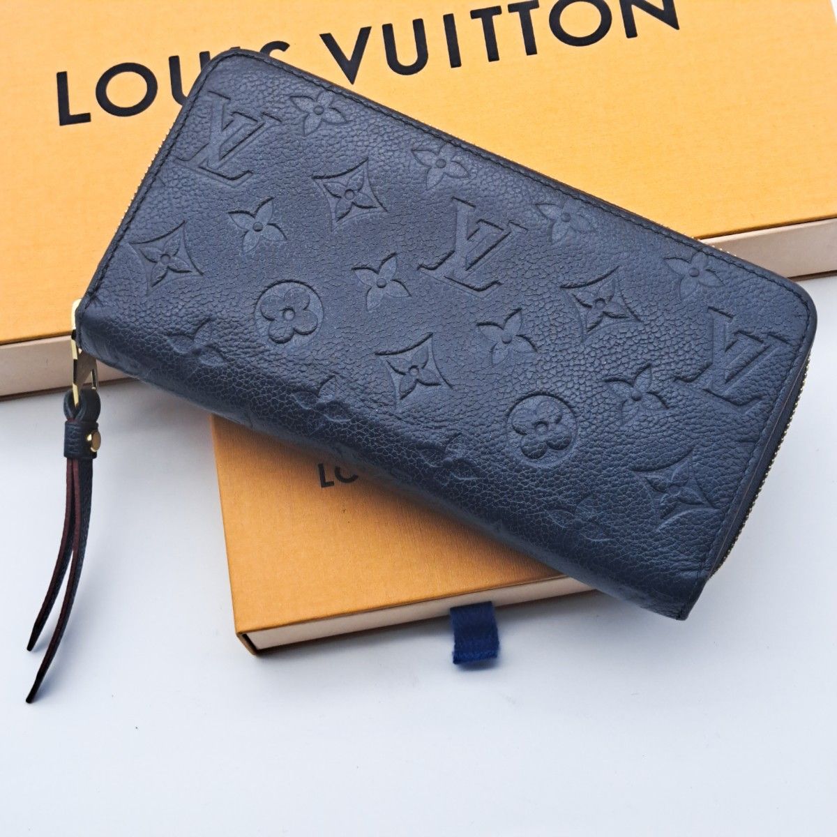 LOUIS VUITTON新型未使用に近い モノグラムアンプラントジッピーウォレットマリーヌルージュ ネイビー 長財布
