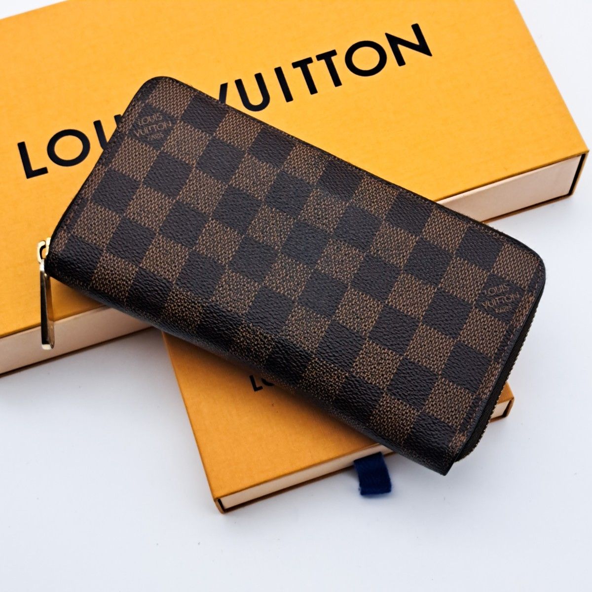 LOUIS VUITTON【最高級美品】 ダミエ ジッピーウォレット 長財布 ラウンドファスナー長財布ブラウン