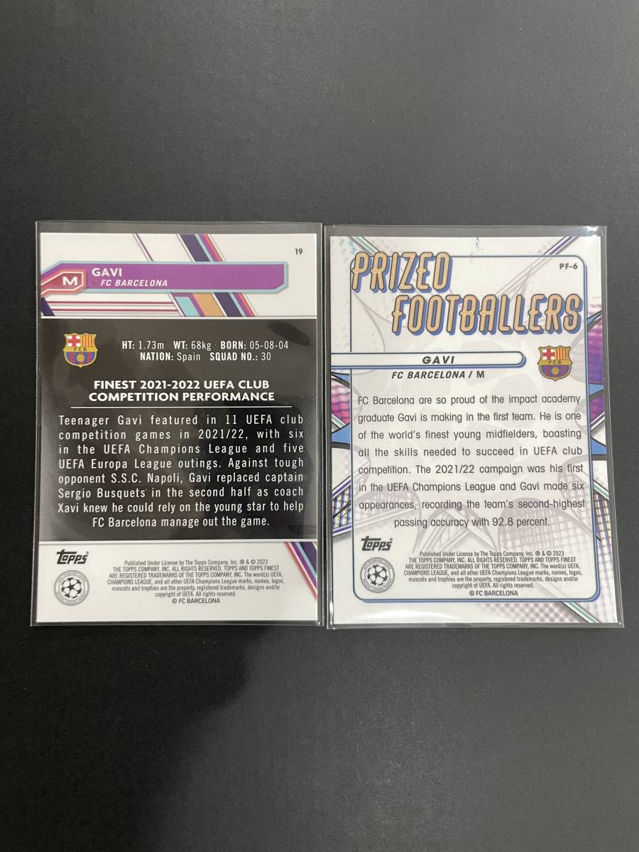 topps finest 2022/23 PRIZEO FOOTBALLERS GAVI PF-6 BASE CARD GAVI 2枚セット リフラクターの画像2