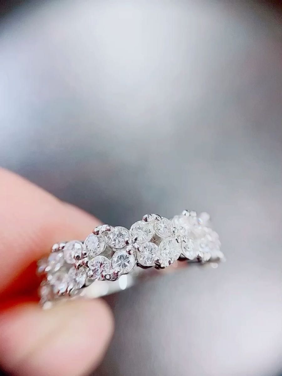 ★1.25ct★パヴェダイヤモンドプラチナフラワーリング 指輪