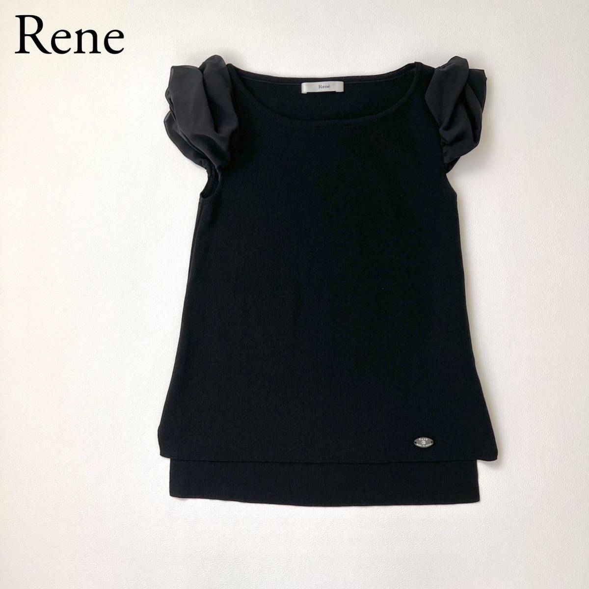Rene ルネ ニット トップス カットソー Tシャツ スリット 袖シフォン