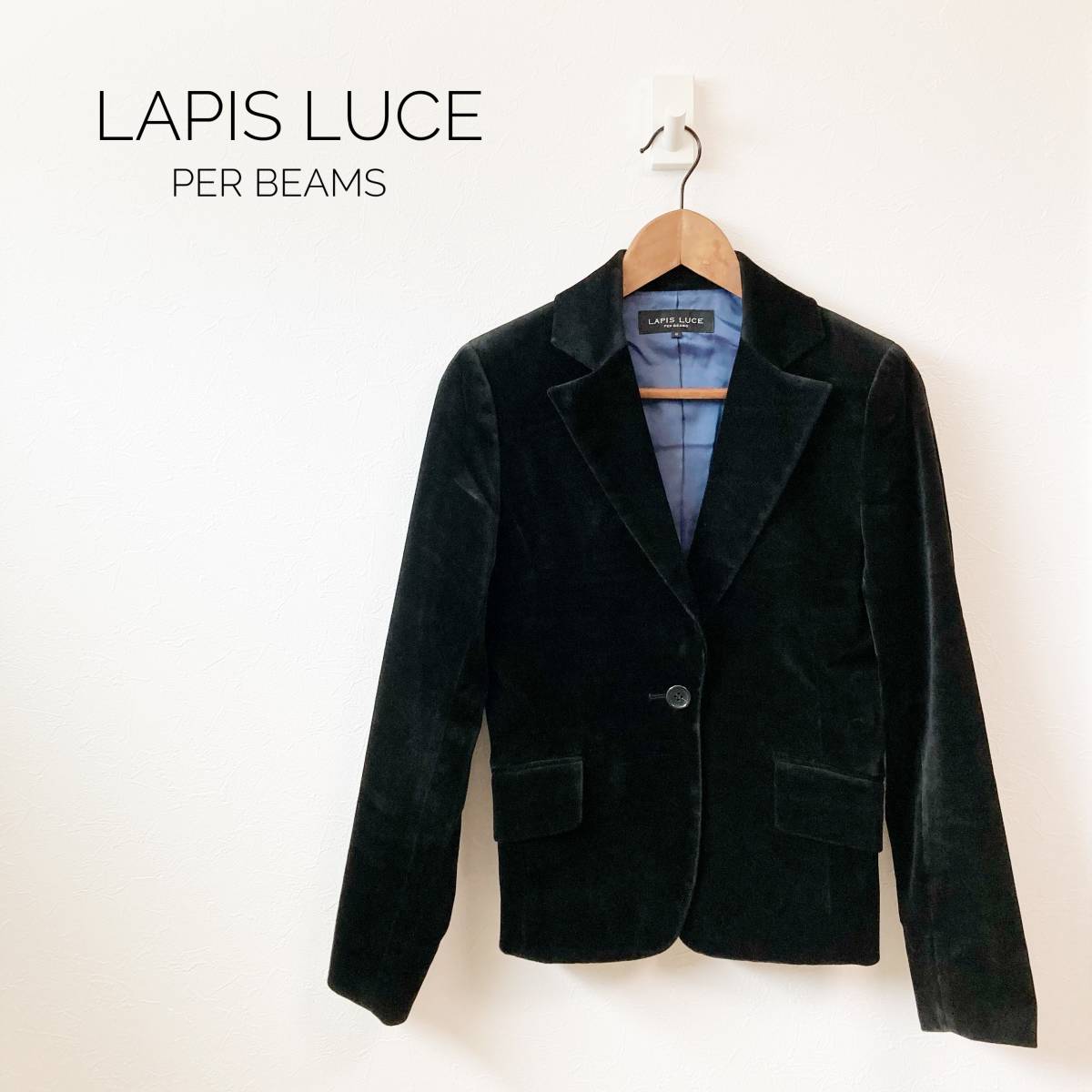 BEAMS Beams tailored jacket single black black M suede stylish cotton poly- echi Len polyester 