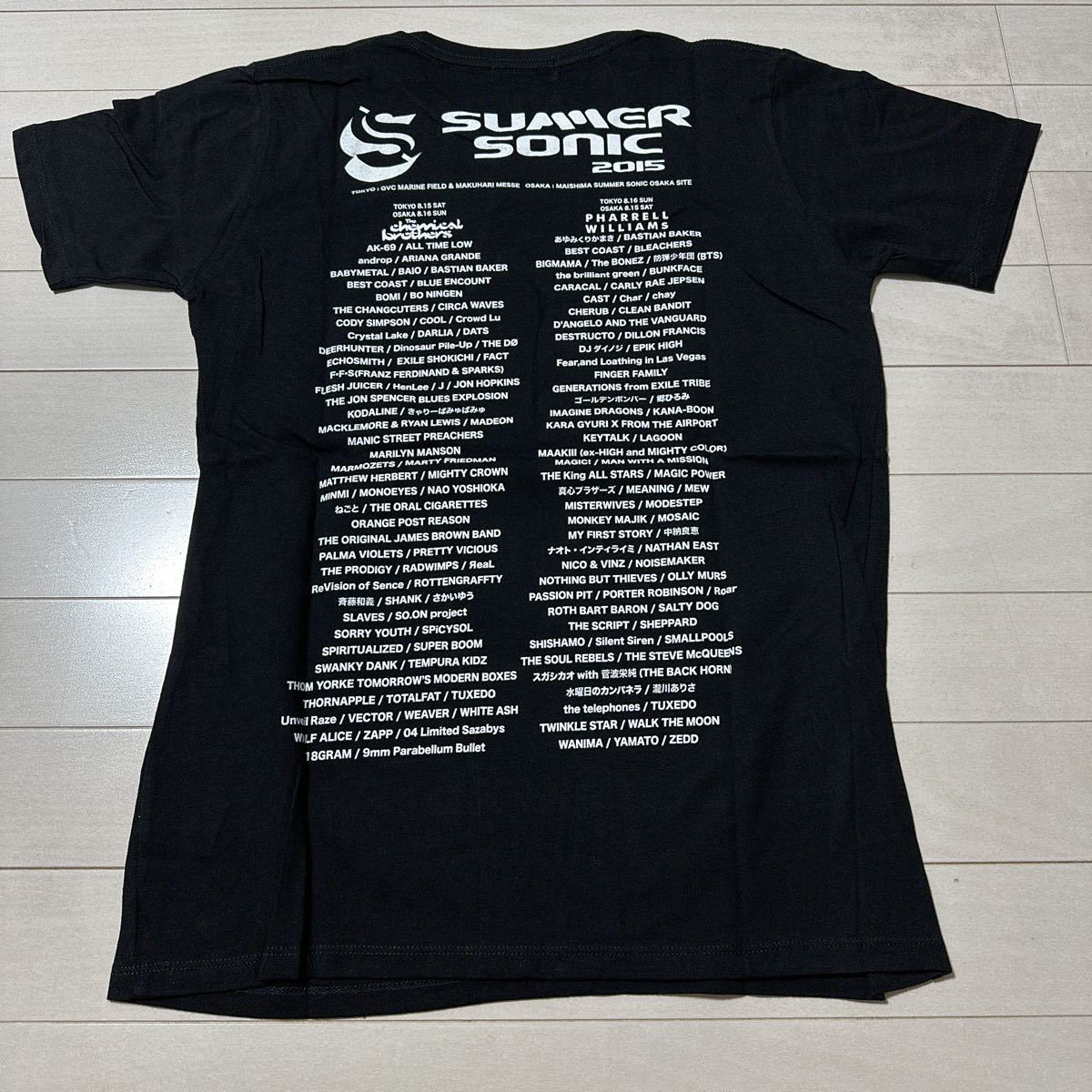 summer sonic 2015 新品Tシャツ サイズS 黒 サマーソニック サマソニ chemical brothers pharrell williamsの画像2