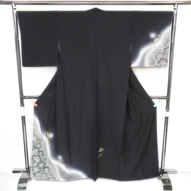  tsukesage attaching lowering visit wear kimono used silk . formal mother-of-pearl plant writing sama ivy black color length 165cm.68cm L tall kimono north .A939-7