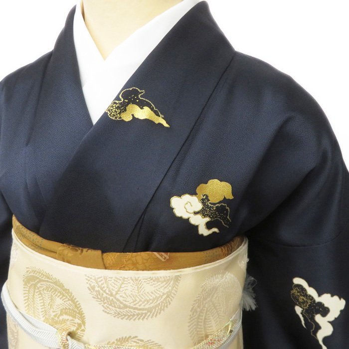 * kimono north .* special selection Watanabe snow Saburou ... map manner .. classic. design beautiful iron navy blue color kimono tsukesage attaching lowering visit wear A764-10 L[ unused ]