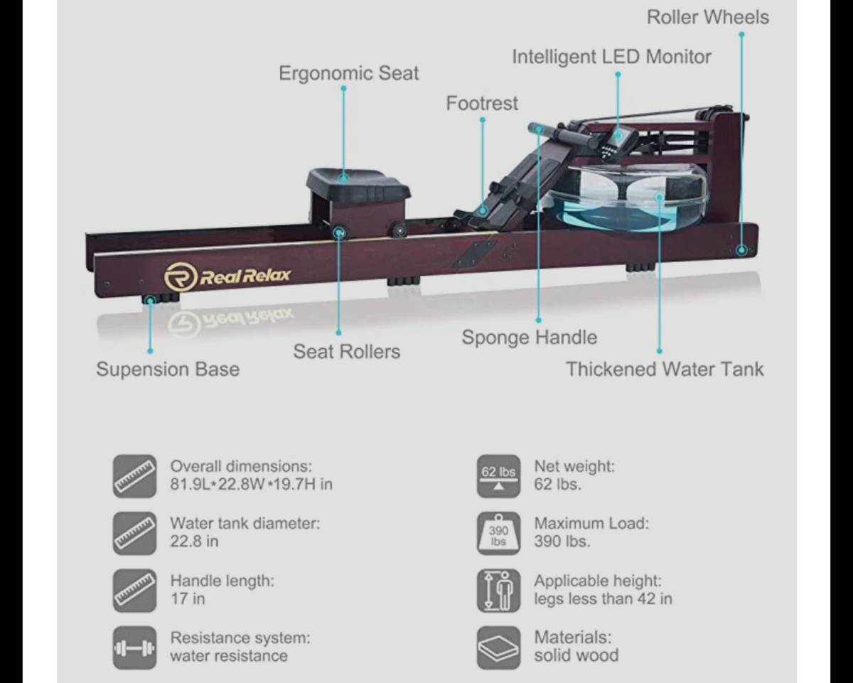 Real Relax　Water Rowing Maching　ウォーターローワーローイングマシン　ハイライズ ウォーターローイングマシン_画像5