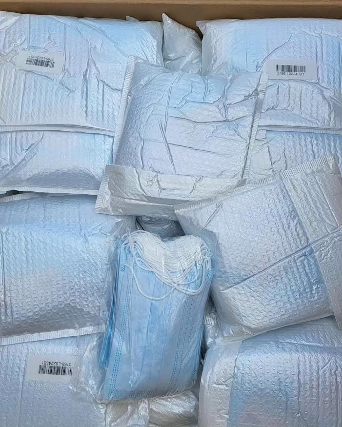 白い袋●50枚入10個500枚　青色マスク　医療従事者　養護施設　老人ホーム　大量_画像2