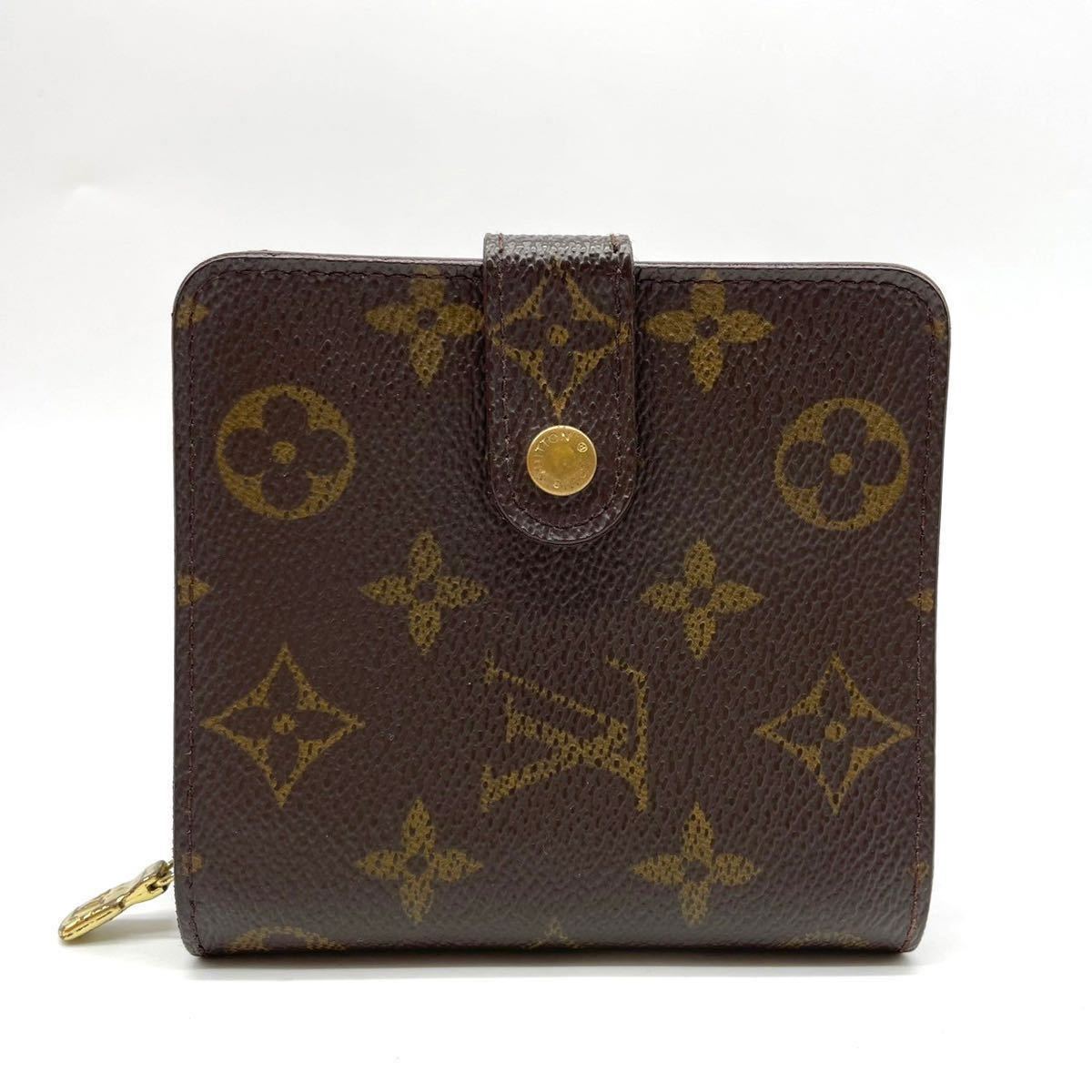 【極美品】一スタ LOUIS VUITTON ルイヴィトン モノグラム コンパクトジップ 二つ折り財布 小銭入れ ゴールド金具 ユニセックス M61667 _画像2