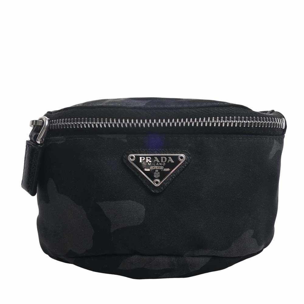 PRADA プラダ ナイロン 迷彩柄 アームポーチ ブラック 15cm レディース by-
