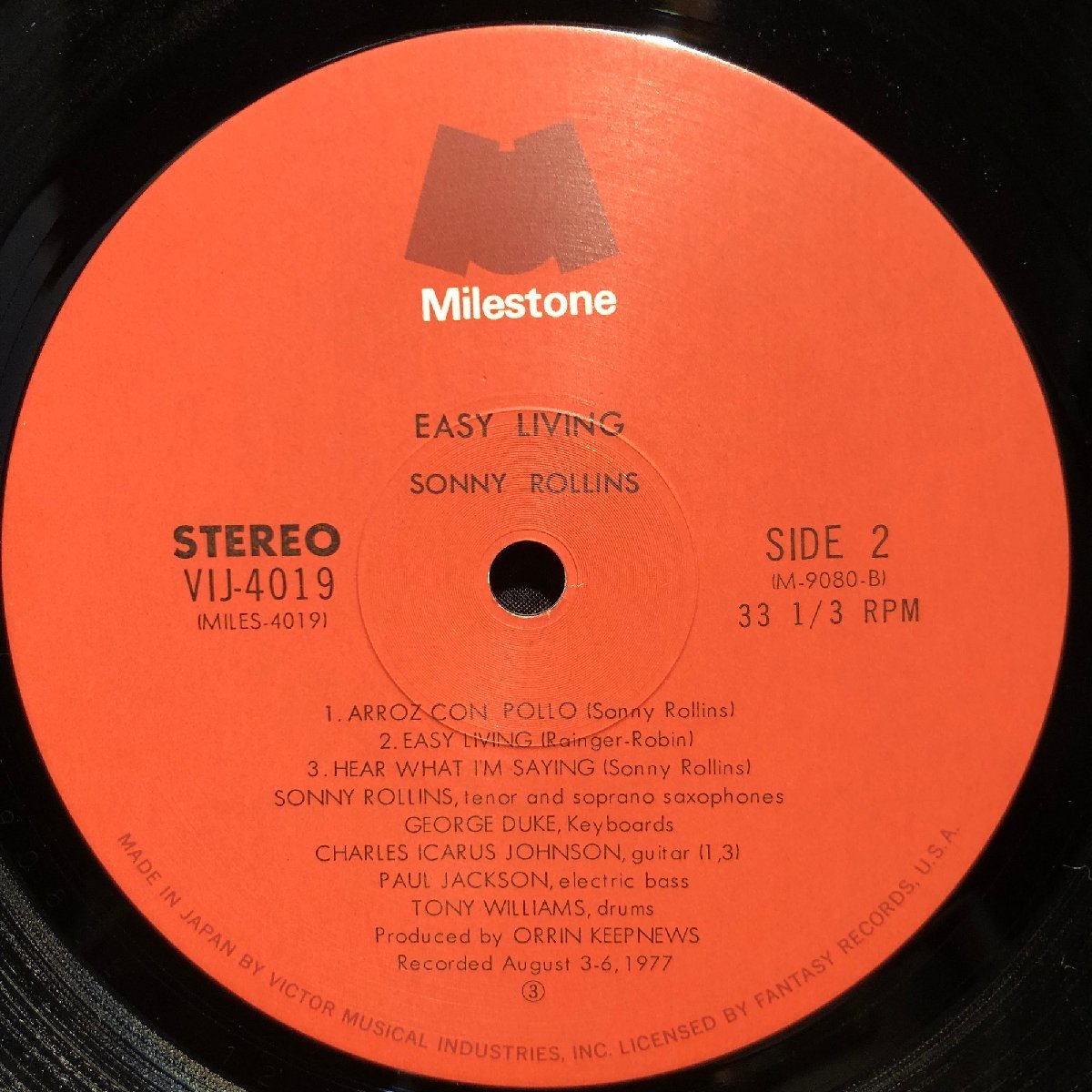 Sonny Rollins / Easy Living LP Milestone ・VICTOR_画像5