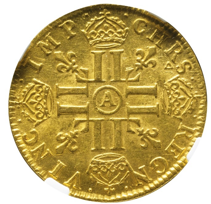 【世界で3番目の1649年Aルイドール金貨】フランス ルイ14世 Loius D'or 1649年A MS61(NGC)_画像2