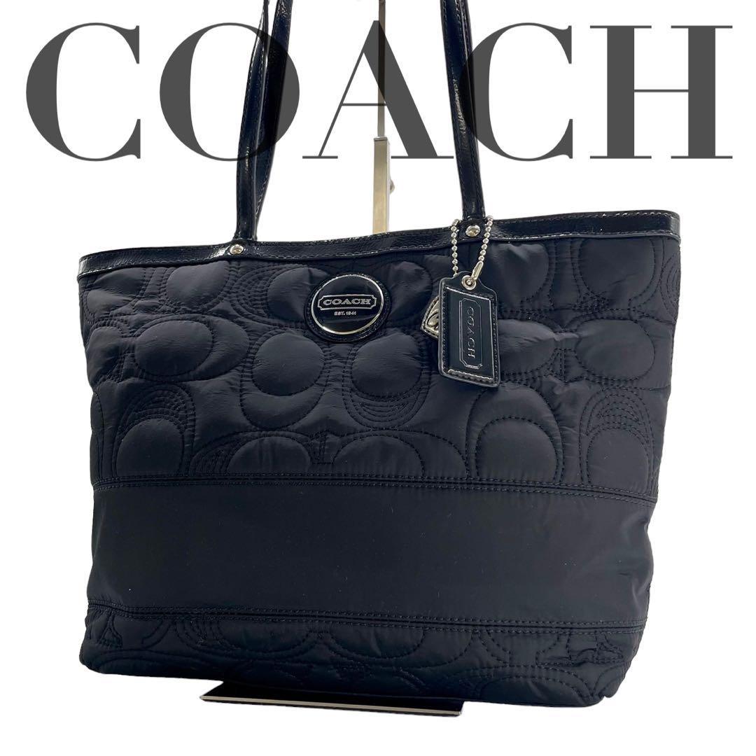 良品　ナイロントートバッグ　メンズ　レディース　コーチ　coach ロゴ　Y193_画像1