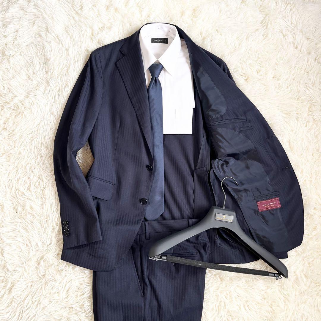 ＜美品＞TAGLIATORE タリアトーレ SARTORIALE サルトリアーレライン ネイビー ウール スーツ SUPER120's サイズ46 Mサイズ