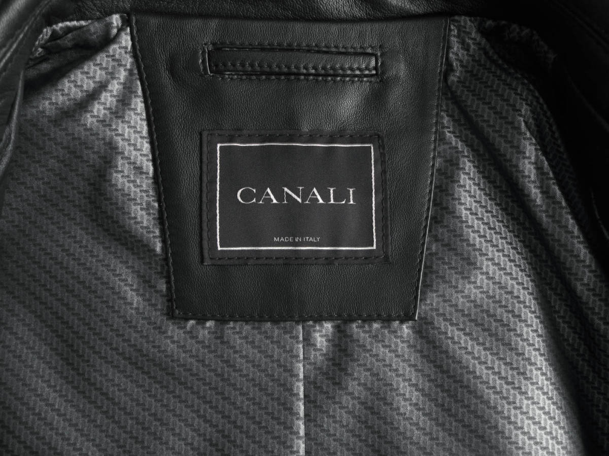 ■ 新品 ■ CANALI　イタリア製　レザー ジャケット　21万円 ■ スペイン製 子羊革 使用 ■_画像6