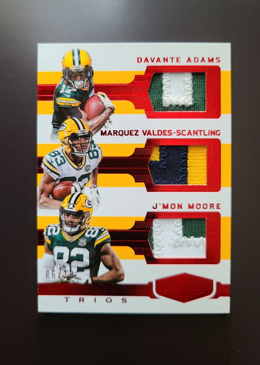 2018 Plates & Patches Talented Trios Patches Davante Adams Scantling Moore Packers パッカーズ 10シリ_画像1
