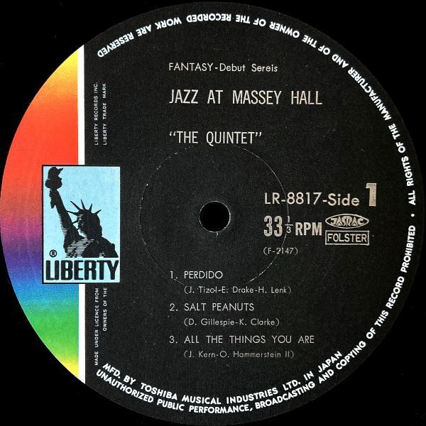 【JPN盤/LP】The Quintet / Jazz At Massey Hall ■ Liberty / LR-8817 / Charlie Parker / Dizzy Gillespie / Max Roach / ジャズ_画像3