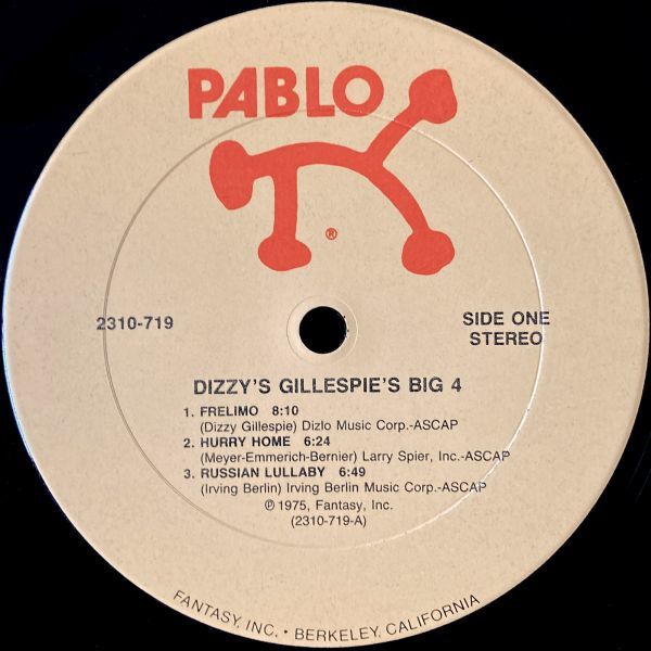 【US盤/LP】Dizzy Gillespie's Big 4 ディジー・ガレスピー / Dizzy Gillespie's Big 4 ■ Pablo Records / 2310 719 / Joe Pass / ジャズ_画像3