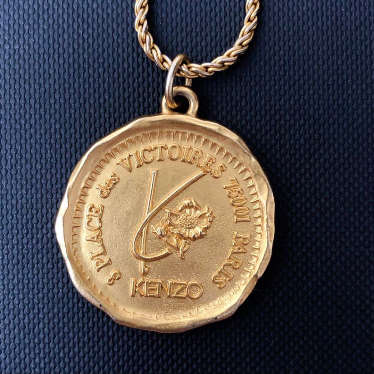 KENZO ゴールド コイン ネックレス サークル フラワー KENZO ゴールド コイン ネックレス サークル フラワー