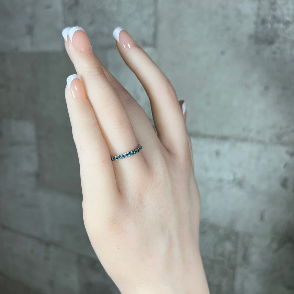 K18WG ブルーダイヤモンド 0.50ct フルエタニティ リング