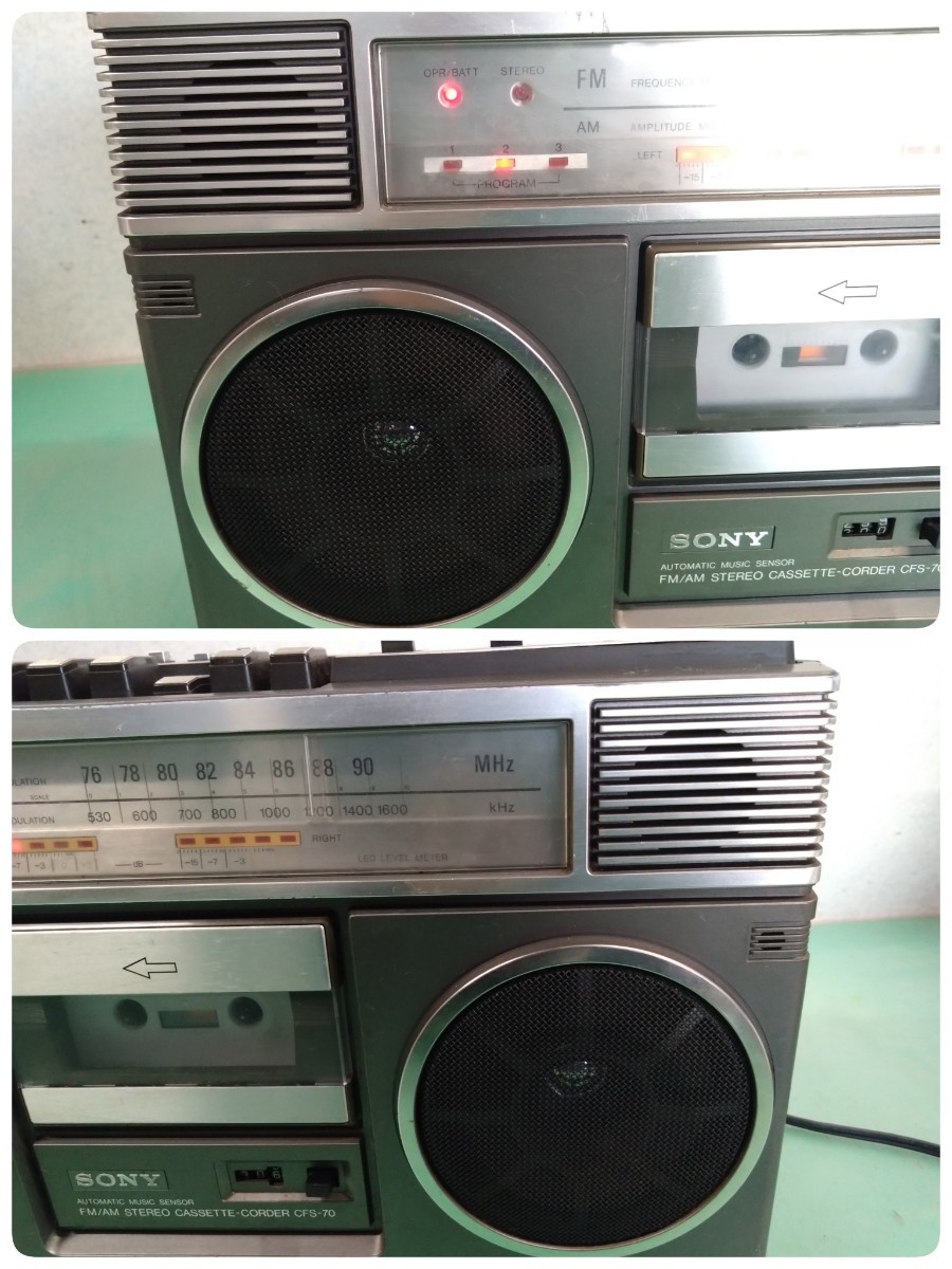 * 1979 year made Showa Retro that time thing SONY Sony CFS-70 radio-cassette FM/AM 2 band radio reception OK cassette it is possible to reproduce operation verification settled goods with special circumstances ③