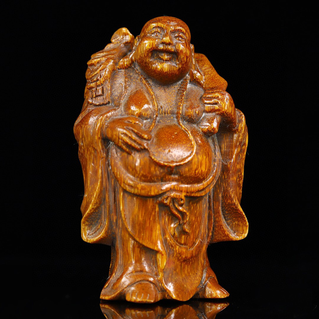 和田玉製・細密彫・財神『収蔵家蔵』稀少珍品・置物・古賞物・中国古美術-