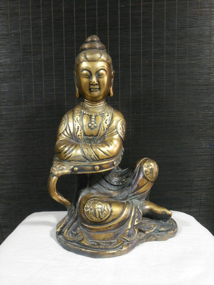 銅製・塗金・自在觀音像『収蔵家蔵』稀少珍品・置物・古賞物・中国古美術