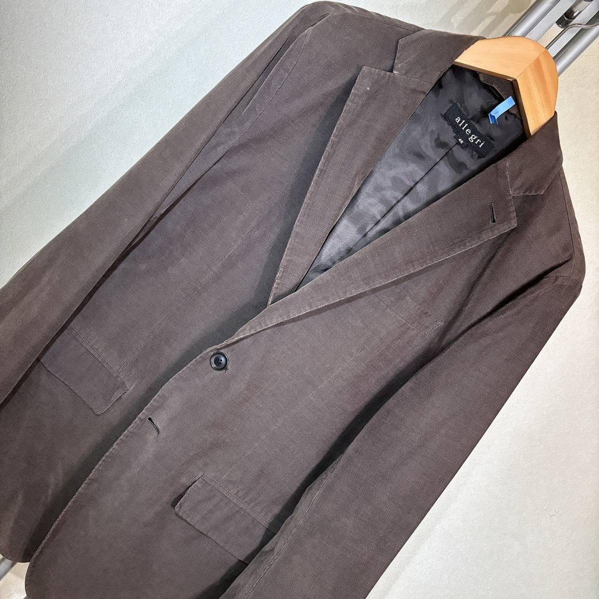 W683■allegriアレグリ★こげ茶/細コーデュロイ★ジャケット■46