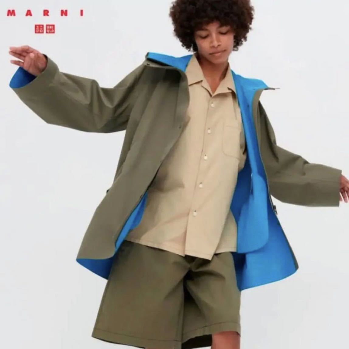 【未使用・タグ付き】UNIQLO MARNI ユニクロ　マルニ　ブロックテックハーフコート＋　オリーブ　Lサイズ_画像2