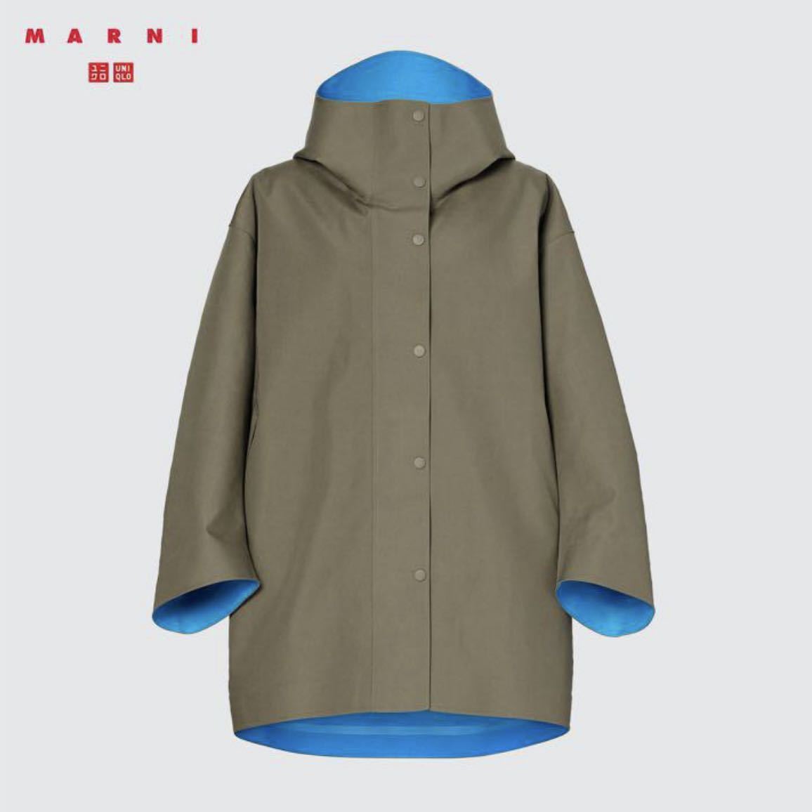 【未使用・タグ付き】UNIQLO MARNI ユニクロ　マルニ　ブロックテックハーフコート＋　オリーブ　Lサイズ_画像1