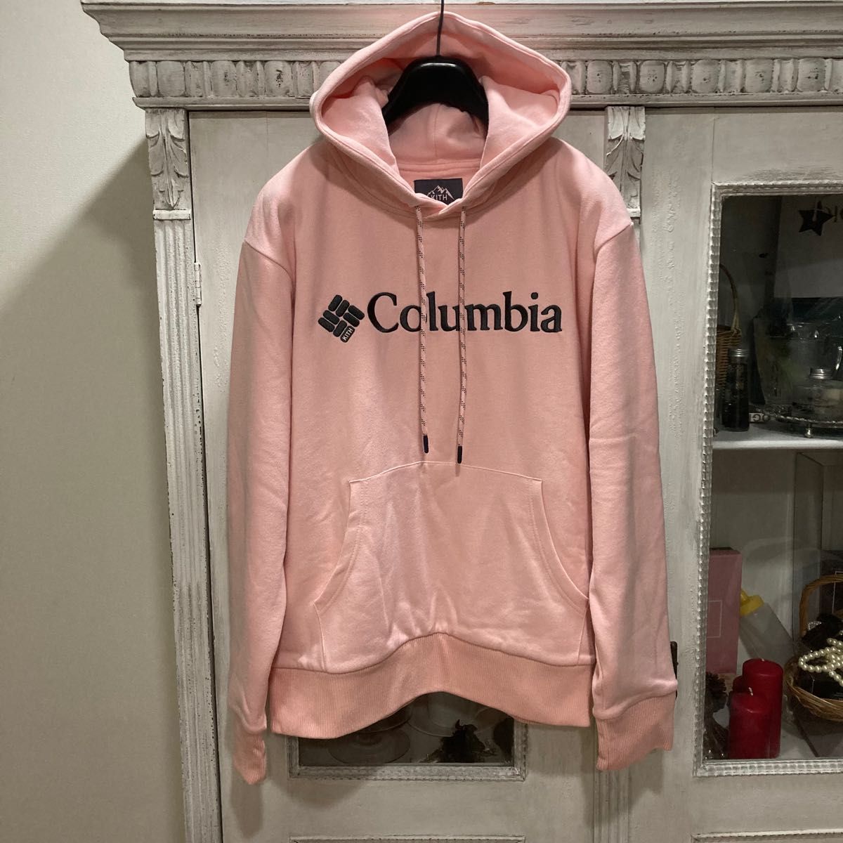 新品 KITH×Columbia スウェット パーカー M ピンク 肉厚 キス