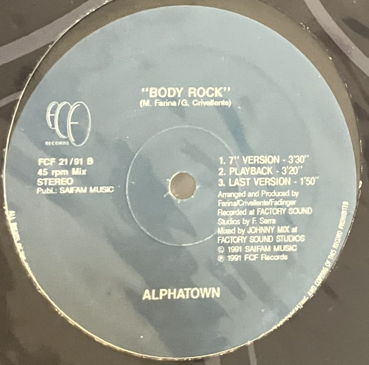 【試聴 ユーロビート】Alphatown - Body Rock 12'' 5Ver. シュリンクカバーの画像2