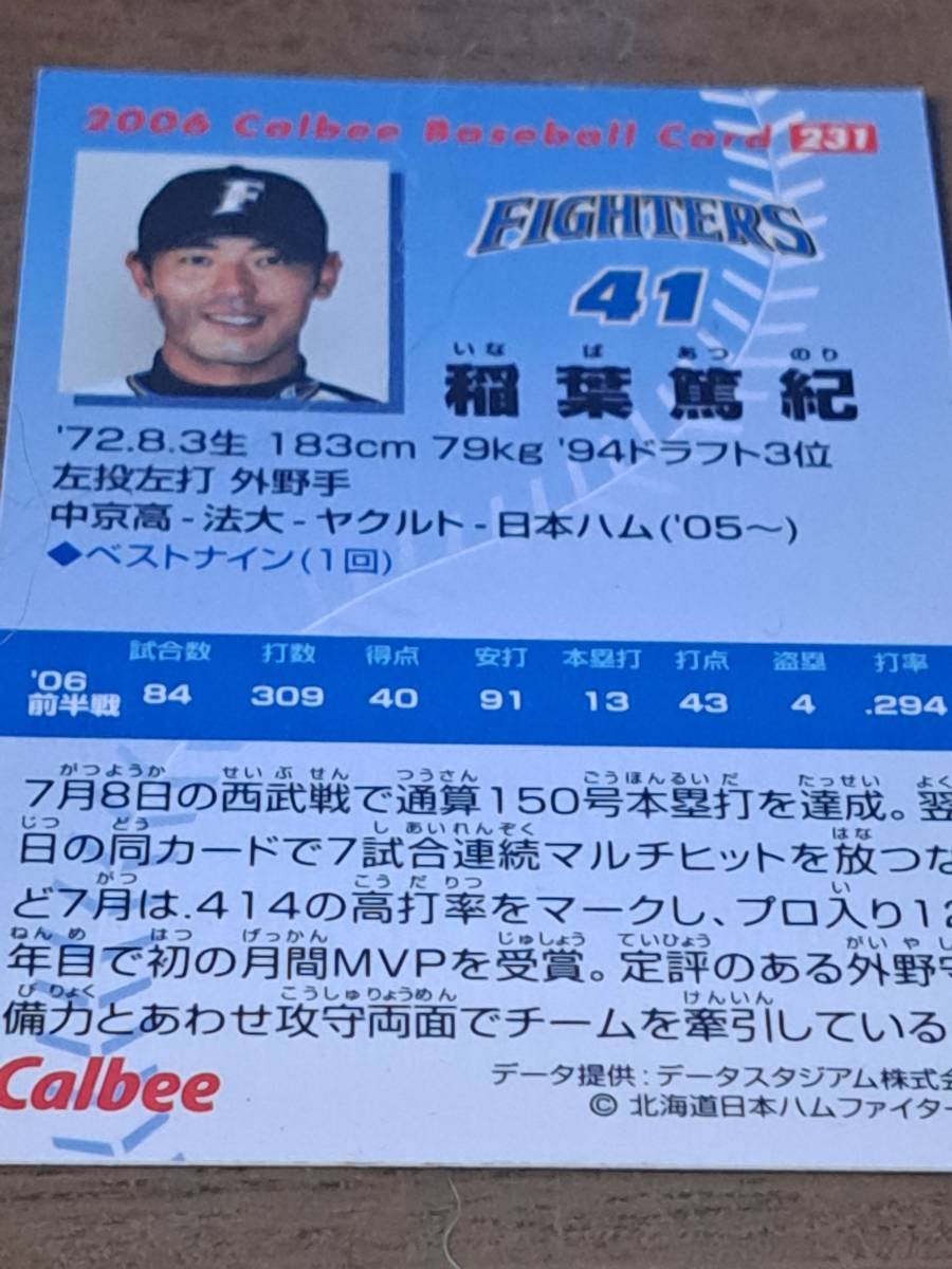 カルビープロ野球チップス2006 稲葉篤紀_画像2