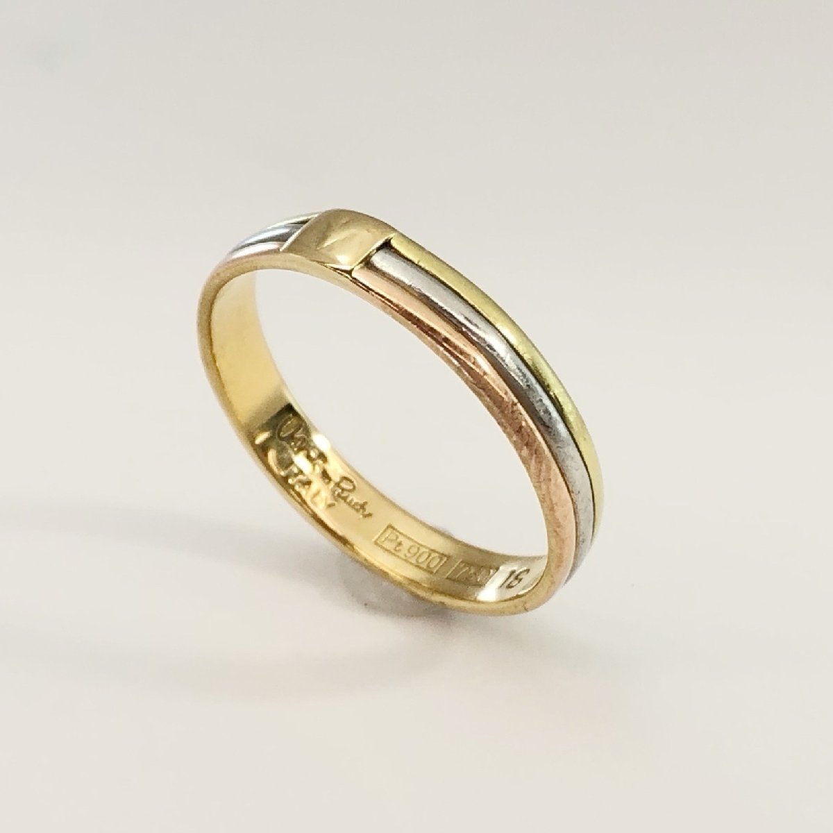 K18 Pt900 コンビ リング 指輪 約3.2g 約17.5号 18金 18K プラチナ 白金 イエロー ピンク ゴールド GOLD 貴金属 刻印 アクセサリー