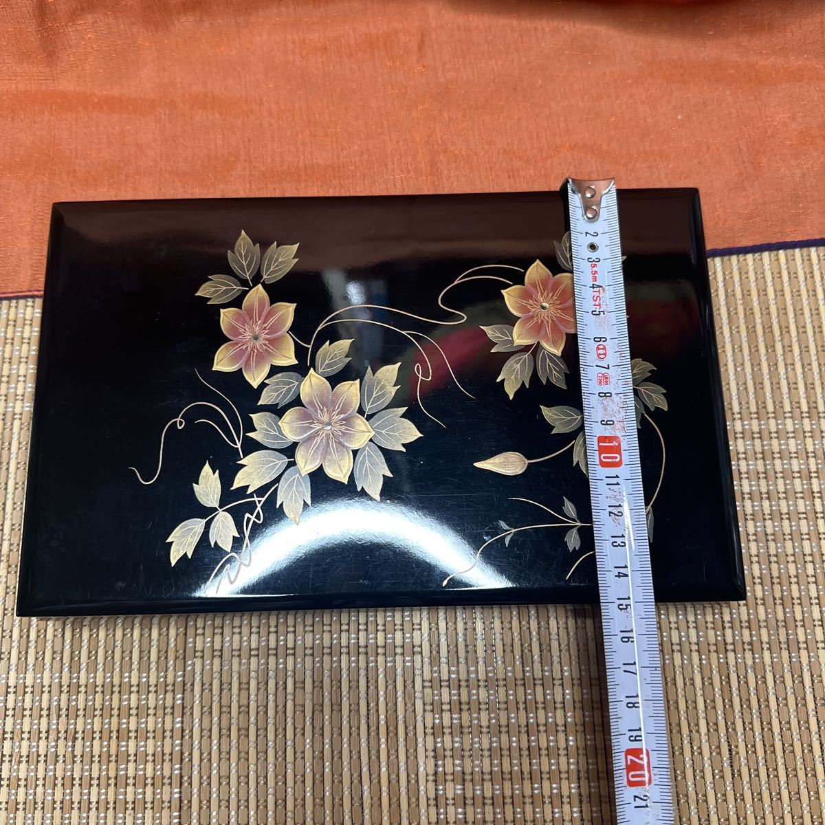 黒漆塗 螺鈿蒔絵花器草花蒔絵蒔絵箱 書道具高岡漆器 伝統工芸 _画像9