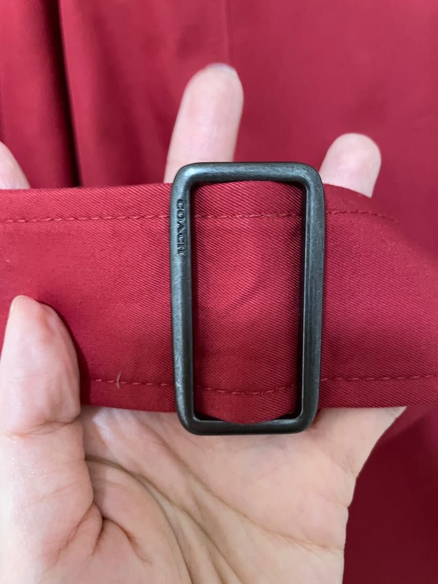数回試着のみ coach コーチ ミドル トレンチ コート 赤系|PayPayフリマ