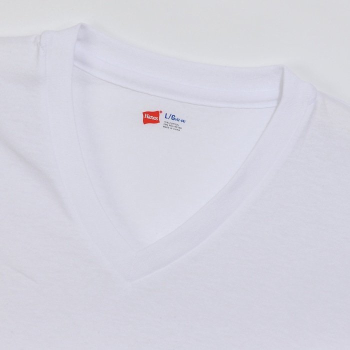 Hanes ヘインズ 青ラベル 3枚セット Ⅴネック Tシャツ 半袖 無地 白 L HM2125G メンズ レディース 人気 おすすめの画像2