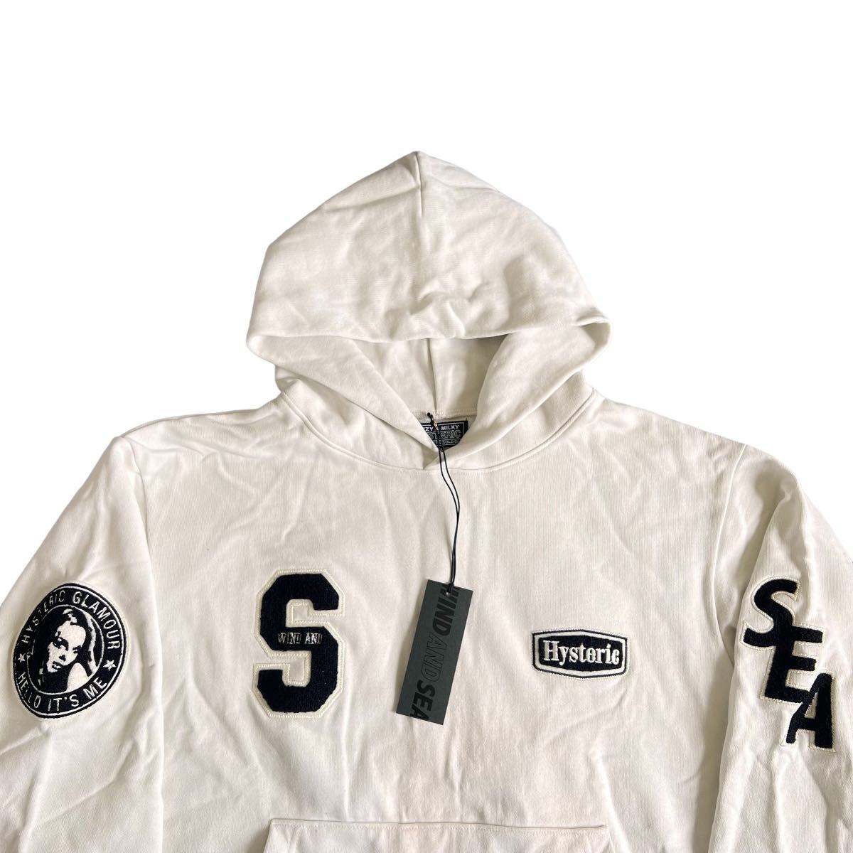 HYSTERIC GLAMOUR X WIND AND SEA VARSITY HOODIE / WHITE