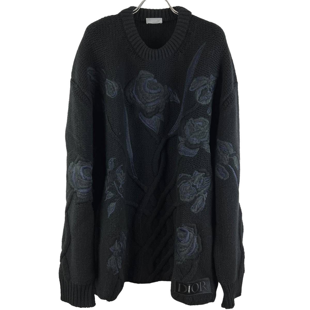 Dior ( Dior ) x Sacai (...) Over Size Wool & Cashmere Flower Pattern Design Knit Sweater (black)