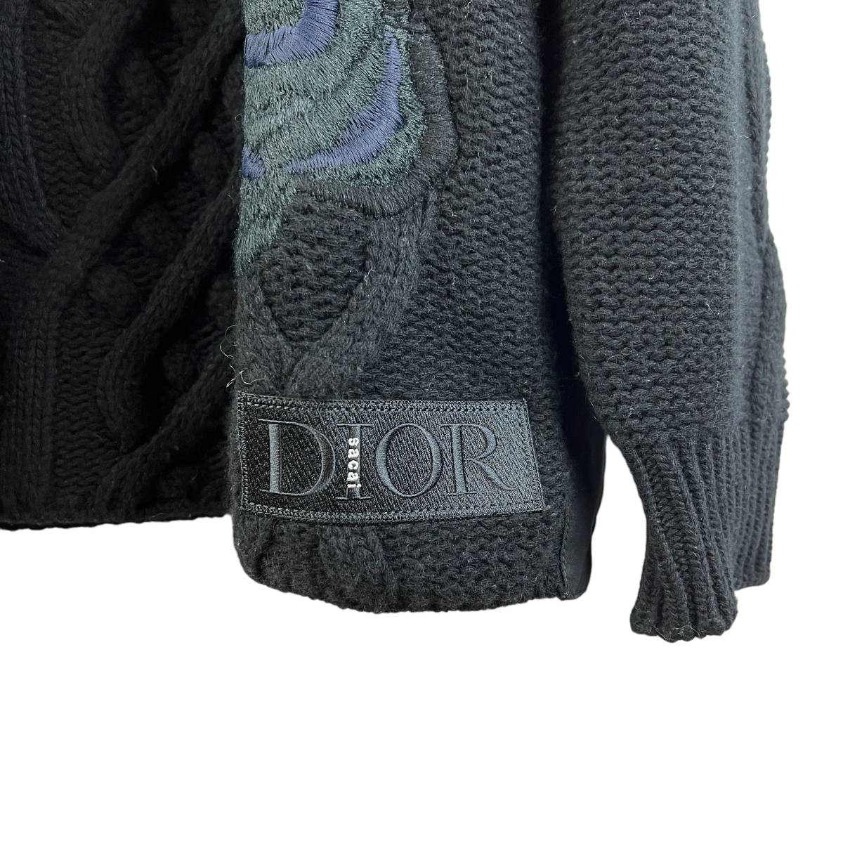 Dior ( Dior ) x Sacai (...) Over Size Wool & Cashmere Flower Pattern Design Knit Sweater (black)