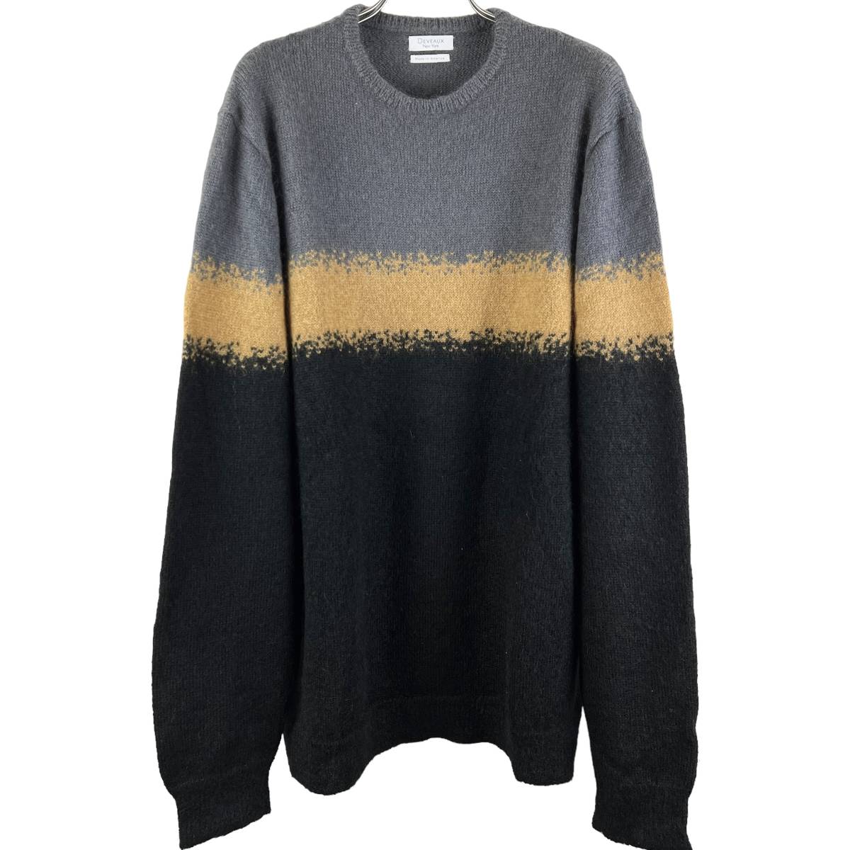 DEVEAUX(デヴォー) Borderline Design Longsleeve Knit Sweater (grey)