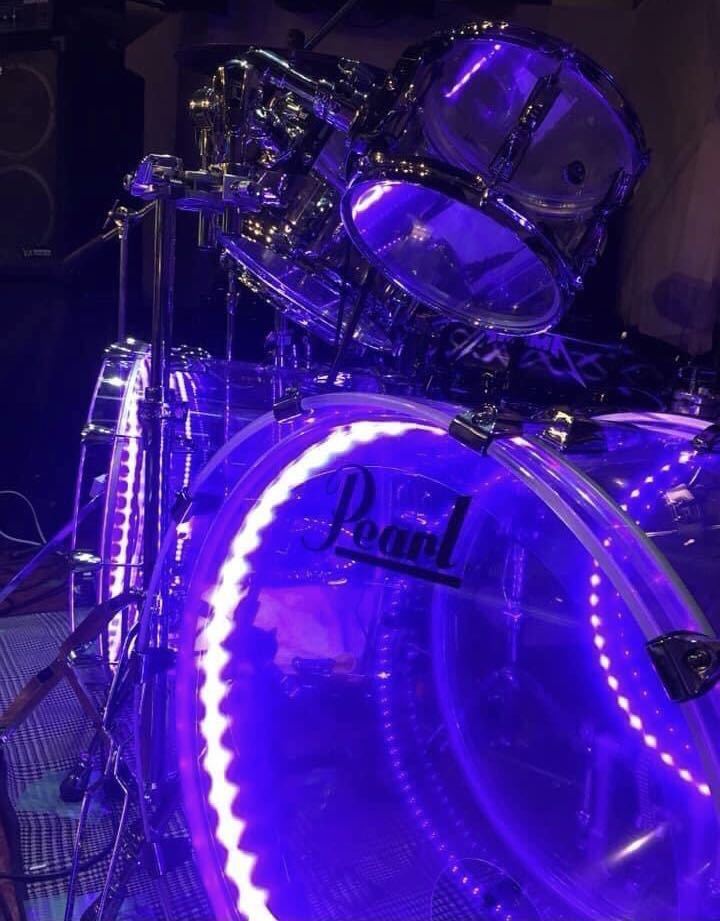 Pearl ドラムセット クリスタルビート アクリルドラム CRYSTAL BEAT ツインバス 6点セット22x2 8,10,12,16インチ パールドラム　LED付_組み立て参考写真