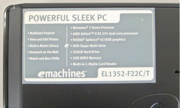 emachines イーマシーンズ EL1352-F22C/T 高速 WindowsXP SP3 CPU:AMD AthlonⅡ X2 3.1GHz RAM:1GB HDD:80GB DVD-RW Office2007 本体のみ_画像7