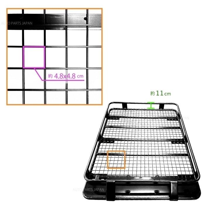 送料無料 三菱 パジェロ ルーフラック 1.6 mx1.25m M ルーフキャリア スチール製 ブラック ルーフボックス カーゴキャリア PAJERO_画像5