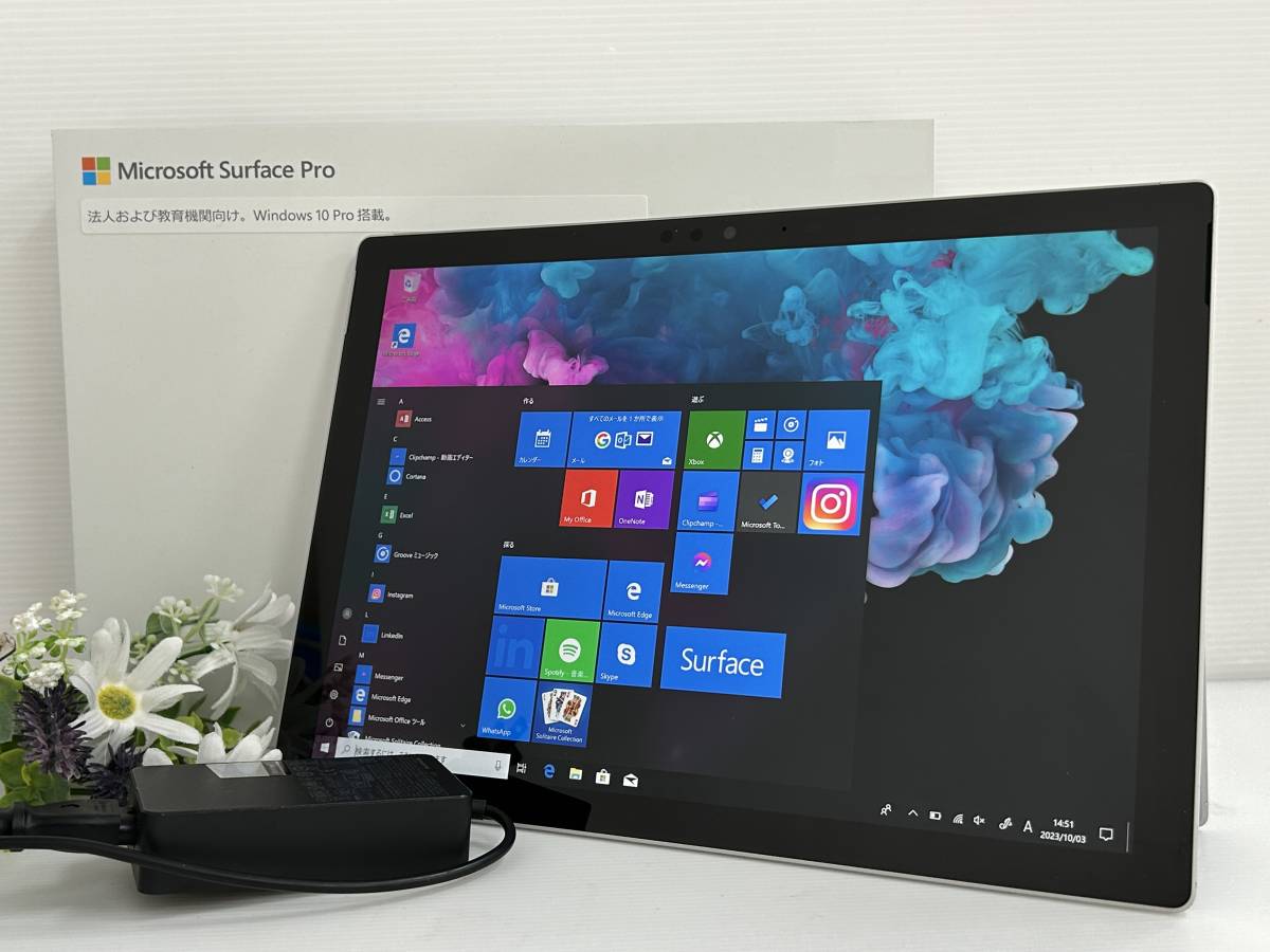 【12.3インチ】Microsoft Surface Pro 6 model:1796『Core i5(8350U) 1.7Ghz/RAM:8GB/SSD:256GB』Wi-Fi Win10 動作品