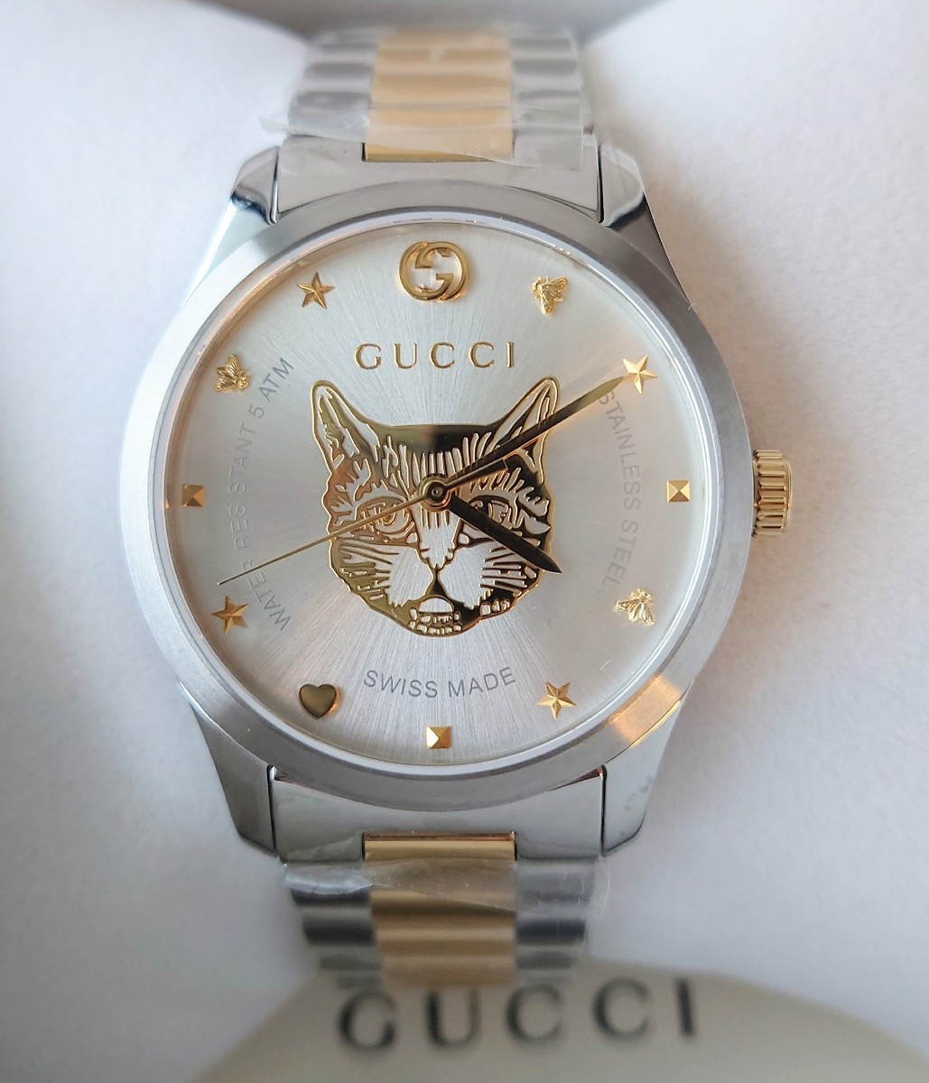 新品未使用 GUCCI グッチ 腕時計 G-TIMELESS Gタイムレス キャット 猫