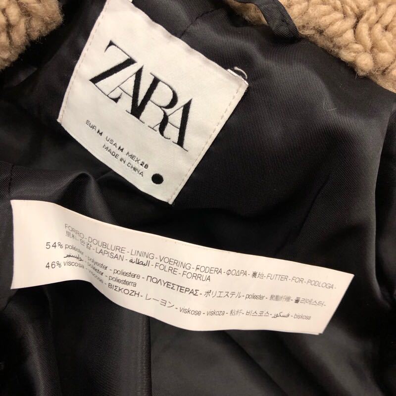 こ034】ZARA ボアコート (USA)Mサイズ ベージュ 膝丈 無地 襟 こ034】ZARA ボアコート (USA)Mサイズ ベージュ 膝丈 無地 襟